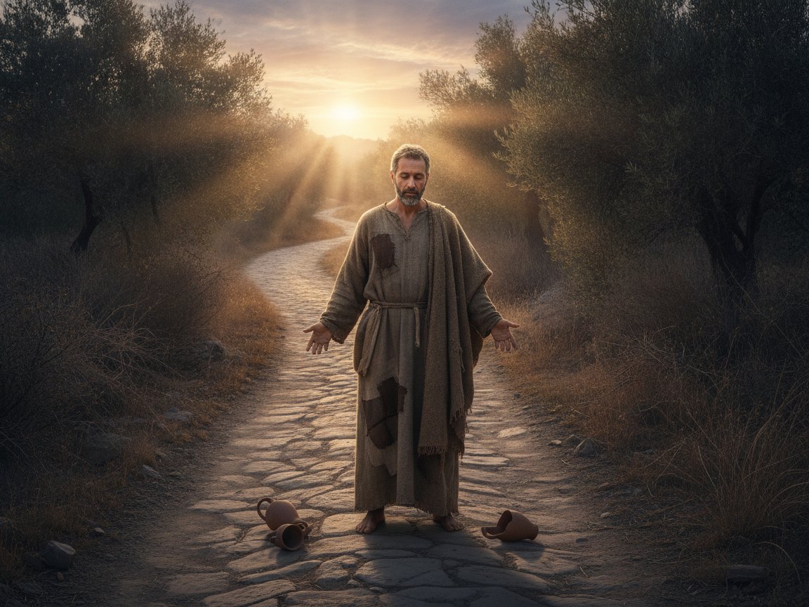 Imagem simbólica do amanhecer sobre um caminho, evocando a vida nova que se encontra ao entregar-se, com luz que rompe a escuridão.