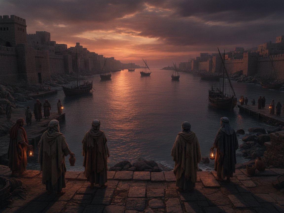 Antiga cidade portuária fenícia de Tiro à beira do mar Mediterrâneo