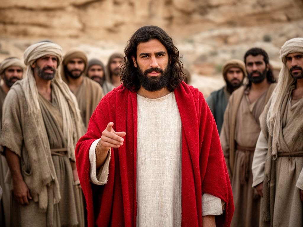 Jesus, sereno, respondendo aos fariseus e apontando para o proprio criterio deles - se expulsar demonios prova alianca com Belzebu, entao os exorcistas judeus do meio deles estariam igualmente condenados; o argumento que expoe o duplo padrao dos acusadores.