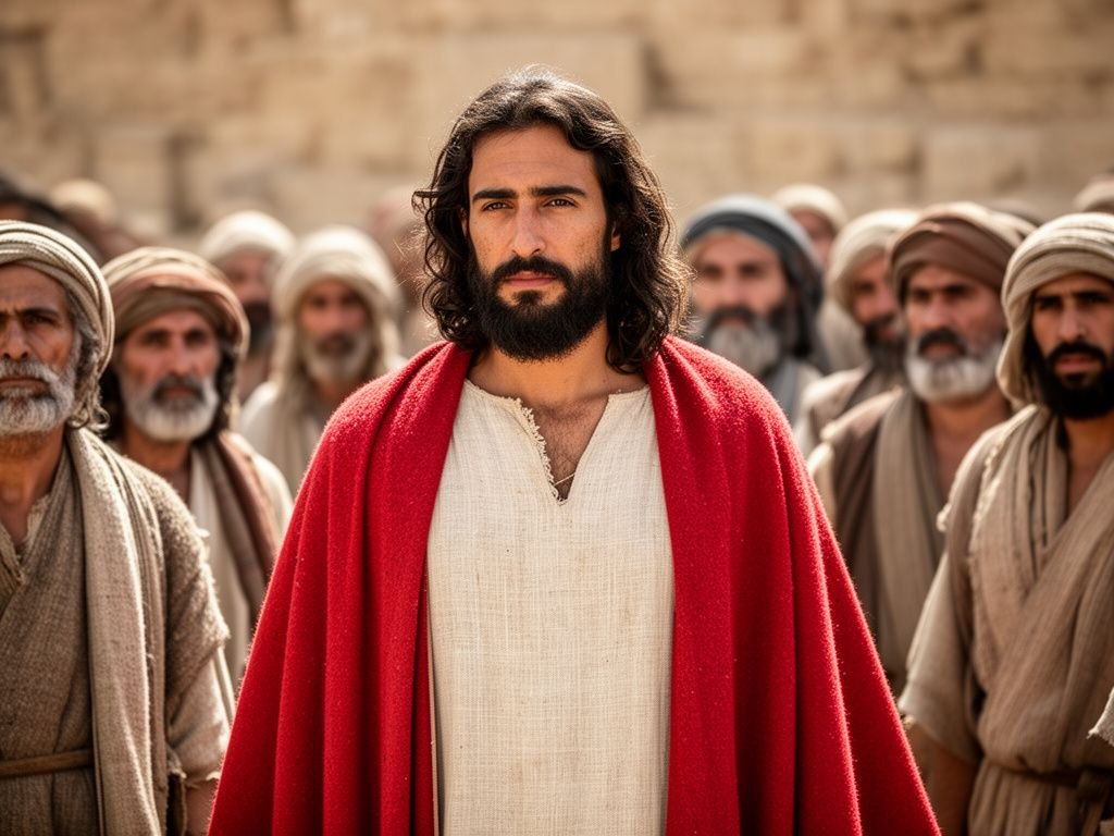 Jesus diante da multidao apos libertar um endemoninhado, com a luz do Reino irrompendo na cena - o exorcismo pelo Espirito de Deus como sinal de que o Reino de Deus ja chegou.